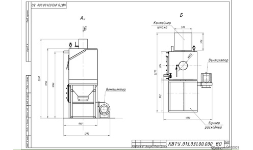 Автоматический котел HeatExpert 0.15 МВт / 150 кВт на угле чертеж