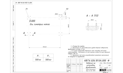 Фундамент котла HeatExpert 0.3 МВт / 300 кВт с ОУР чертеж