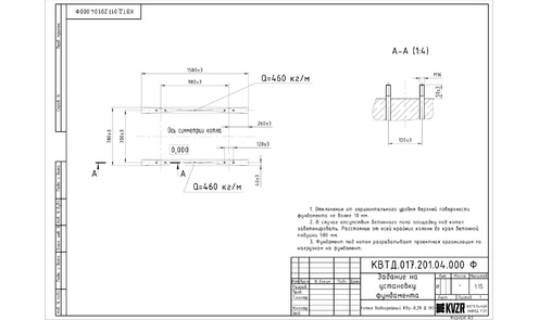 Фундамент дровяного котла HeatExpert 0.2 МВт чертеж